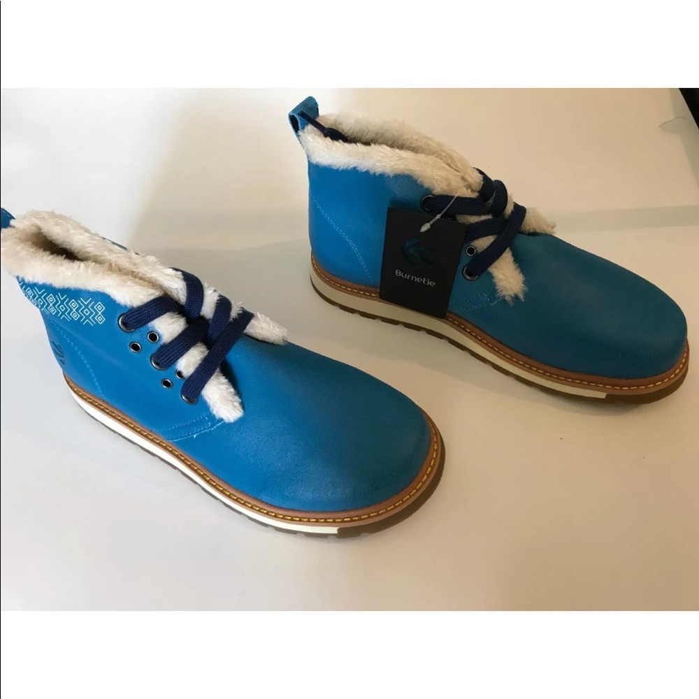 BURRR! Fur Blue Hiking Boots Alaskan Shoe 8